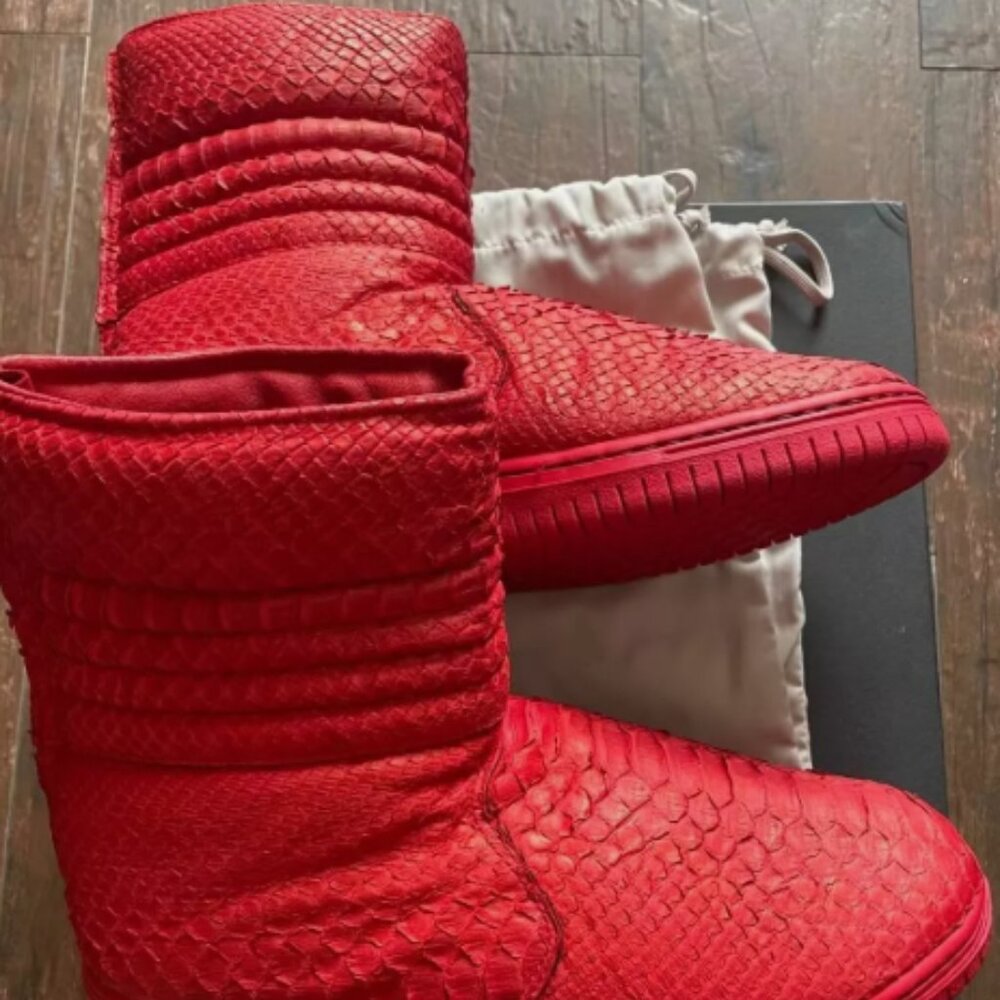 Christian Peau MENs Red Python Leather Boots US size 9.5